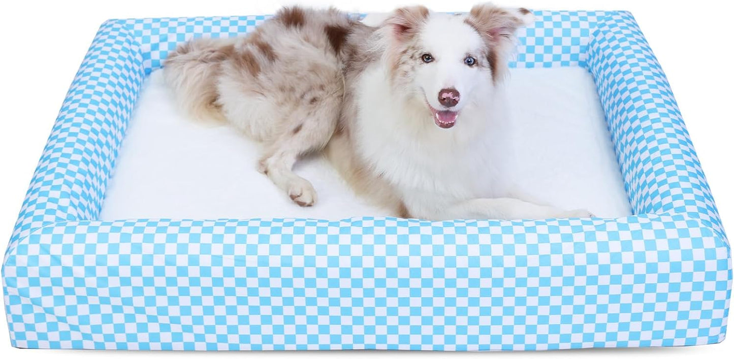 Indestructible Dog Bed for Large Dogs - Memory Foam Dog Bed with Reversible Breathable Mat, 4-Sided Bolster, Machine Washable Cover & Non-Slip Bottom, 36 x 27 x 6 Inch