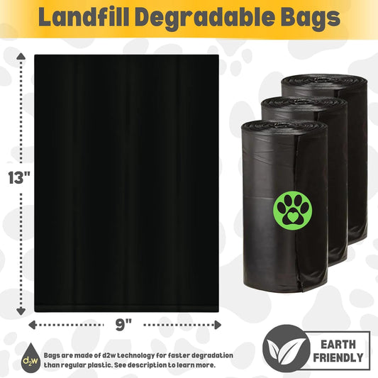 Dog Poop Bags Value Pack (1400 ct.) Extra Thick Strong Doggy Bags Guaranteed Leak-Proof Biodegradable Poop Bags w/Dispenser Eco-friendly Landfill-Degradable Refill Rolls (Black, 70 Rolls, Unscented)
