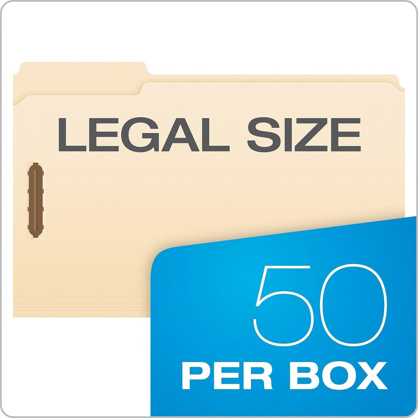 Pendaflex Manila Fastener Folders, Legal Size, 2 Fasteners, 1/3 Cut, 50/BX (FM313EE)
