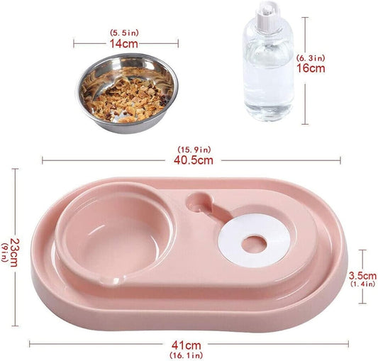 Pet Water Dispenser Station Auto Replenish Gravity Waterer Drinking Fountain Bottle Bowl Dish Portable Stand for Small Dog Cat Animal