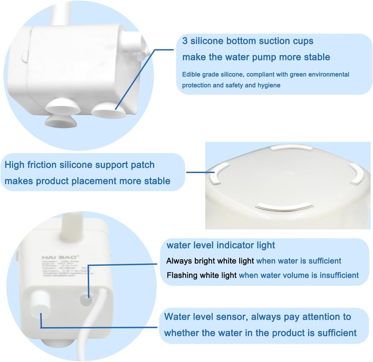 Cat Water Fountain 105oz/3L Pet Water Fountain - Quiet Dog Water Fountain with Water Level - Flowing Water to Provide Fresh Water- No Sputter, Easy Cleaning (Snow White, 3L)
