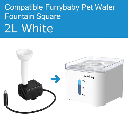 furrybaby Pet Water Fountain Replacement Pump and Light Set (For Square Water Fountain)