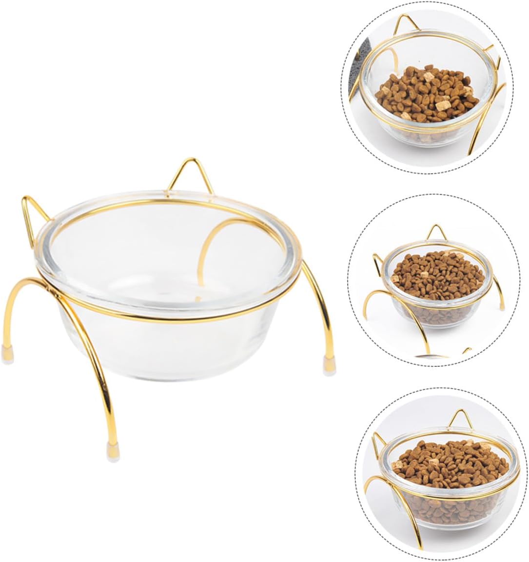 Milisten Raised Glass Pet Bowl with Tilted Stand, Elevated Cat and Dog Feeding Dish, Single Slant Food Bowl for Comfortable Eating