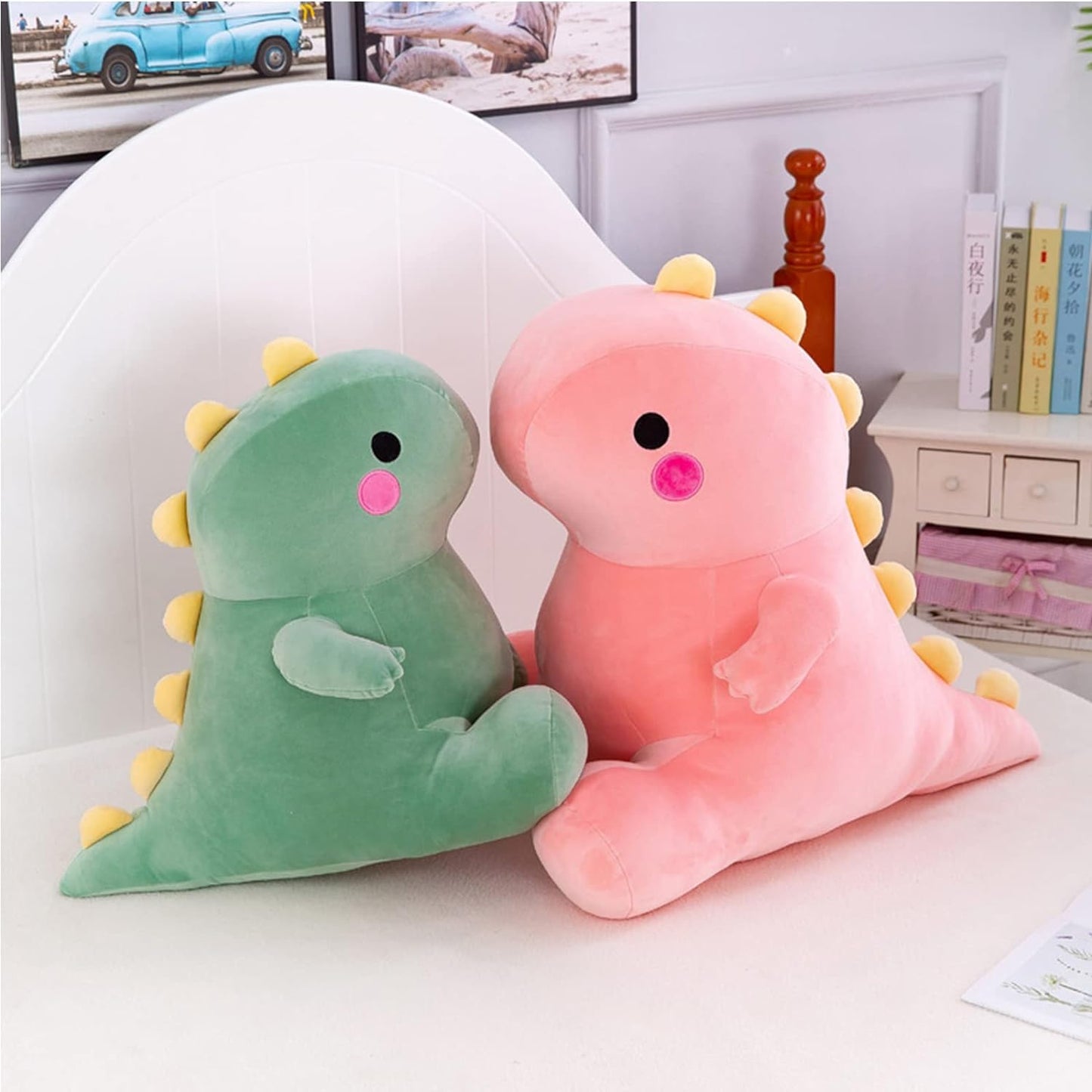 Cute Fat Dinosaur Plush Toys, Soft Stuffed Animals Toys Dolls, Dino Plushies, Cute Birthday Gifts for Kids Girls Boys (Green,8in)