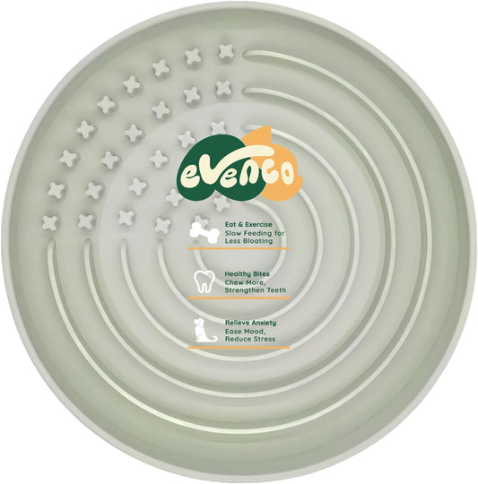 Slow Feeder Dog Bowls, Slowdown Bowl - Puzzle Silicone Dog Feeding Bowls with Suction Cups, Innovative Lick Mat, Healthy Eating, Dishwasher Microwave Safe, Mealtime Challenge, 7.5" x 1.3" Green