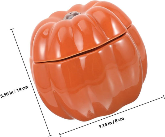 Milisten Ceramic Cat Feeder Raised Pumpkin Dog Bowl Orange Double Dish Pet Food Container Elevated Water Bowl for Cats and Puppies Neck Protection