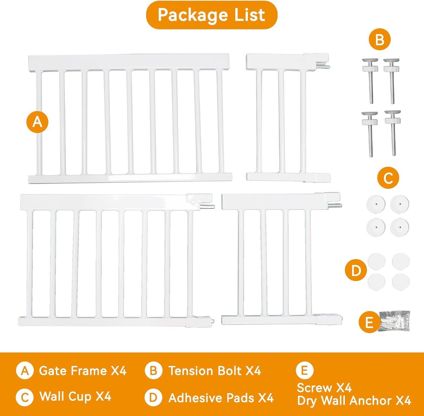 Dog Gate, SHYUJAJIE Adjustable Extra Wide Short Dog Gate,Small Pet Gate with 4 Extension Kits, Pressure Mounted for Doorways & Stairs (White, 18-48" W*14" H)