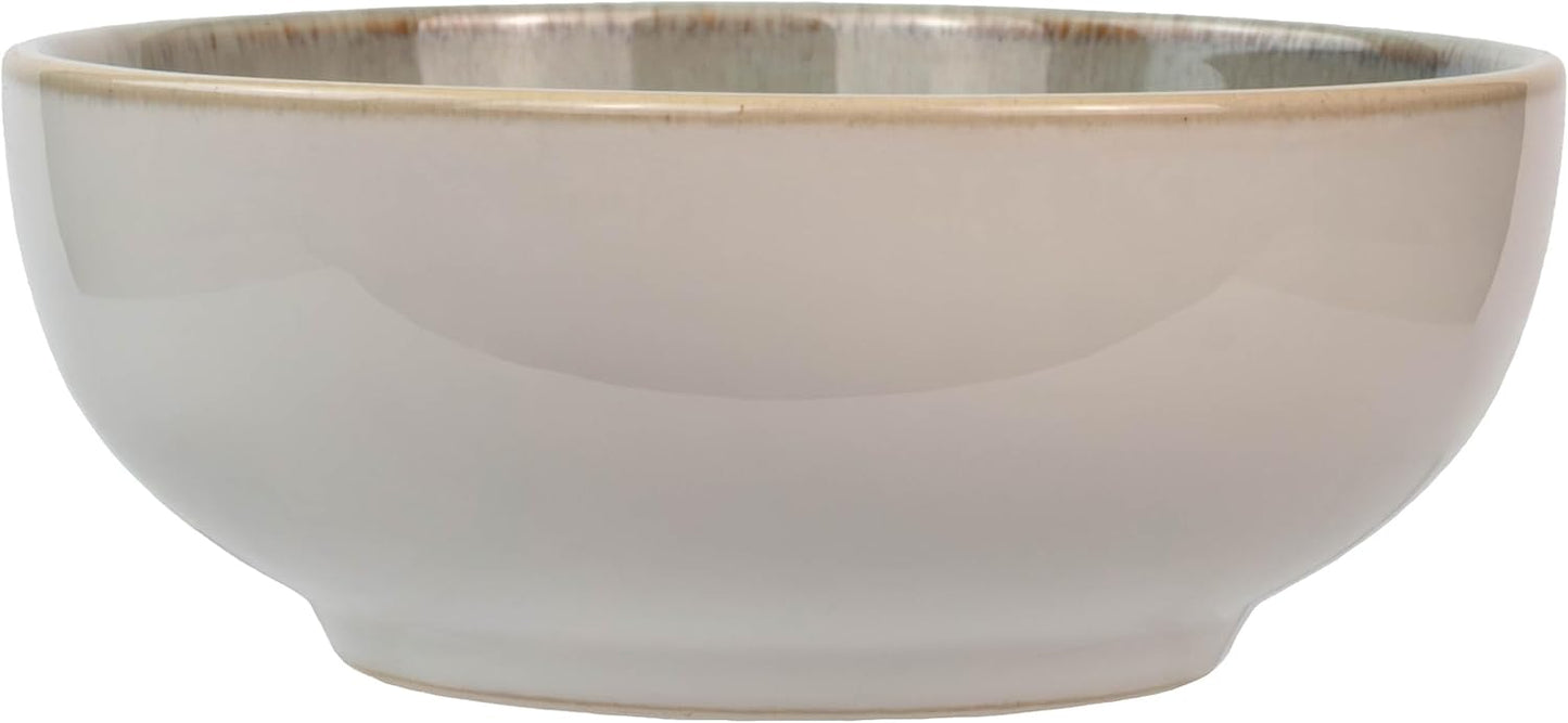Sango 16-Piece Stoneware Dinnerware Set for 4, Glossy Cream/Green Big Dinner Plates and Bowls Sets with Reactive Glaze, Ceramic Dish Set, Modern Dishes, Microwave & Dishwasher Safe, Resona Moss