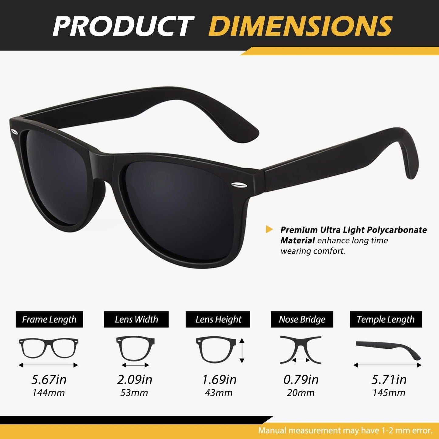LINVO Polarized Sunglasses for Men Womens Driving Sun glasses Shades 80's Retro Style Design Square
