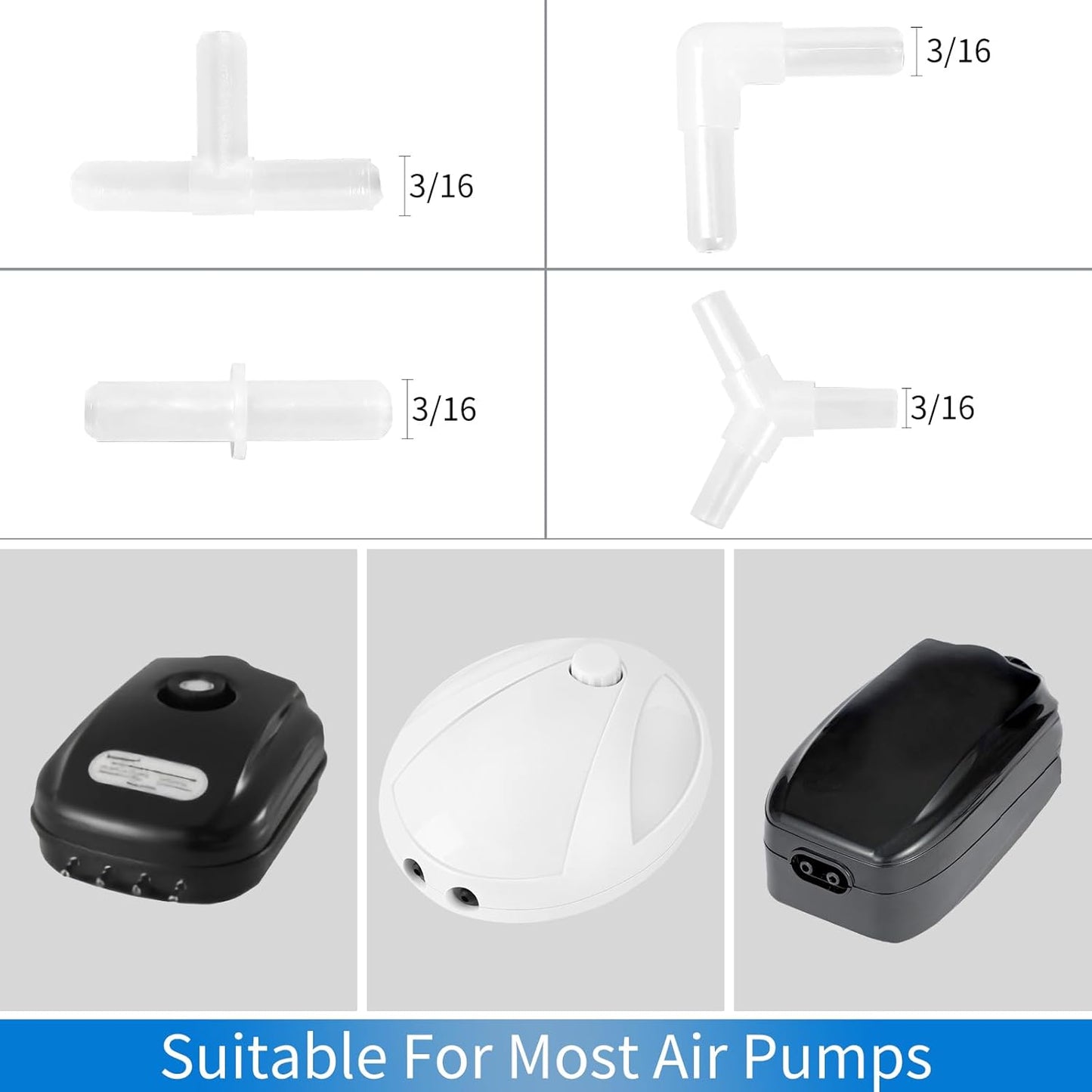 AQUANEAT Aquarium Airline Tubing Connector, Fish Tank Air Pump Connector, Plastic, 40Pcs