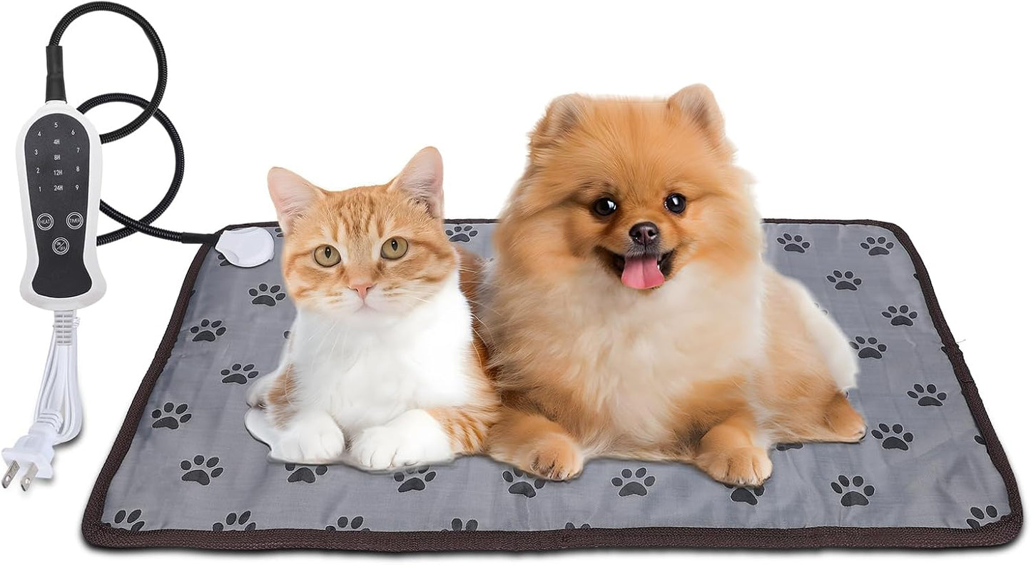 VINGVO Large Dog Heating Pad 34x21in with Smart Thermostat Switch and Power Line Protection Tube, Pet Cats Heating Pad Mat with 9 Adjustable Modes for Indoor Outdoor Puppy Cats (53x86cm)