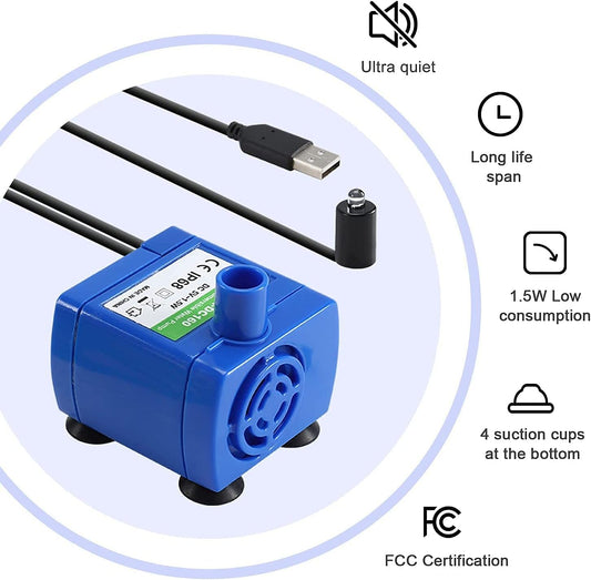 Cat Water Fountain, 67oz/2L Automatic Cat Drinking Fountain, Pet Water Dispenser with LED Light and Filter for Cats and Small Dogs (Clear)