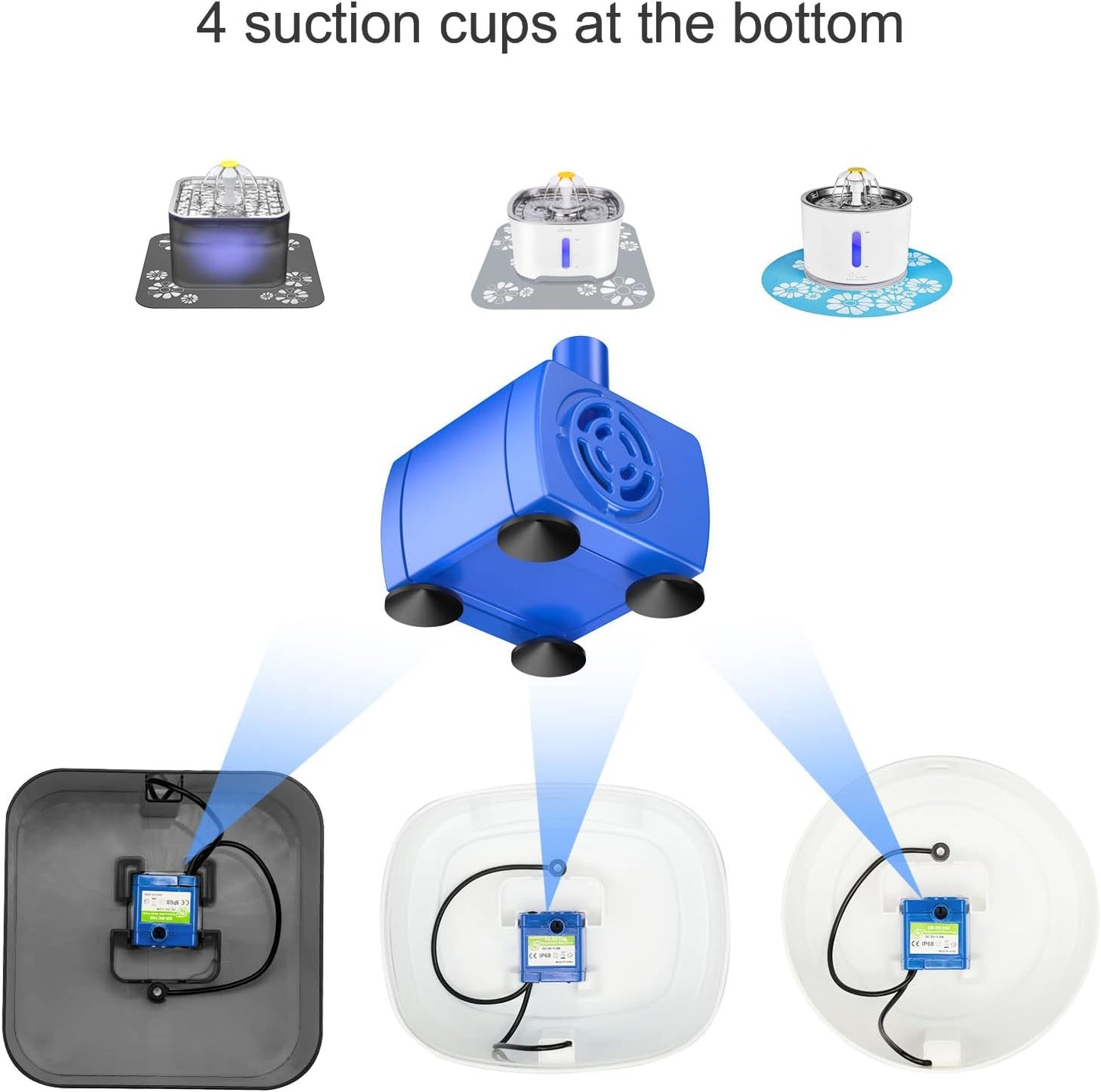 Cat Fountain Pump Replacement, Upgraded Cat Water Fountain Pump for Round and Cubic Cat Fountain (the adapter is not included)