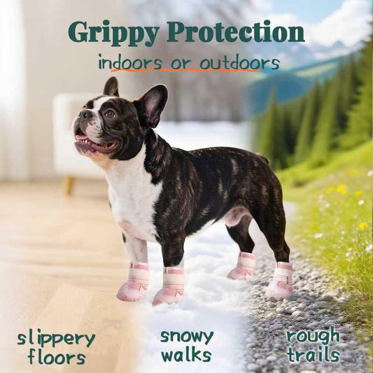 Dog Shoes for Large Dogs, Anti-Slip Dog Boots for Winter Snow, Hot Pavement, Dog Booties & Paw Protectors Pink Size 6