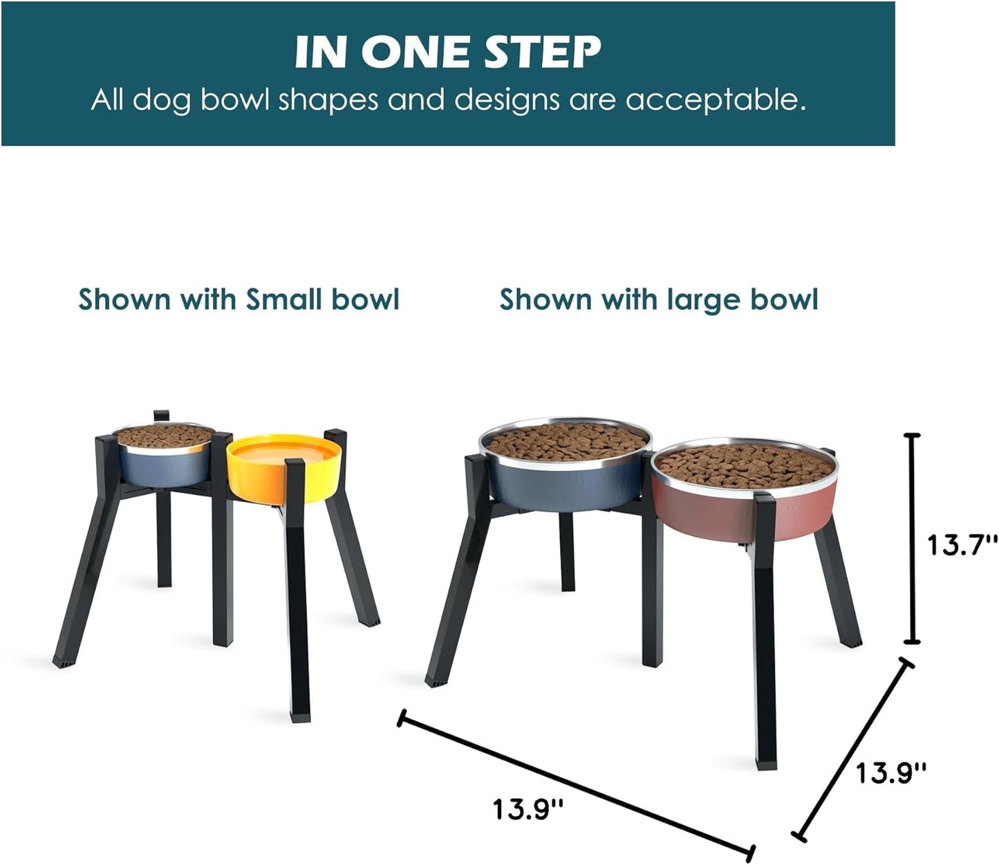 Elevated Dog Bowl Stand for Large Dogs, Adjustable Raised Dog Bowls 7-10.6", Dog Food Water Bowl Stand,13.7'' Tall,Bowl Not Included