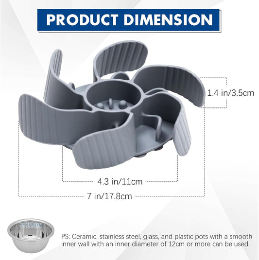 Slow Feeder Dog Bowl Insert, Flower Design Slow Feeder Insert, Anti-Choking Pet Food Dish for Large Medium Small Breed Dogs, Gray