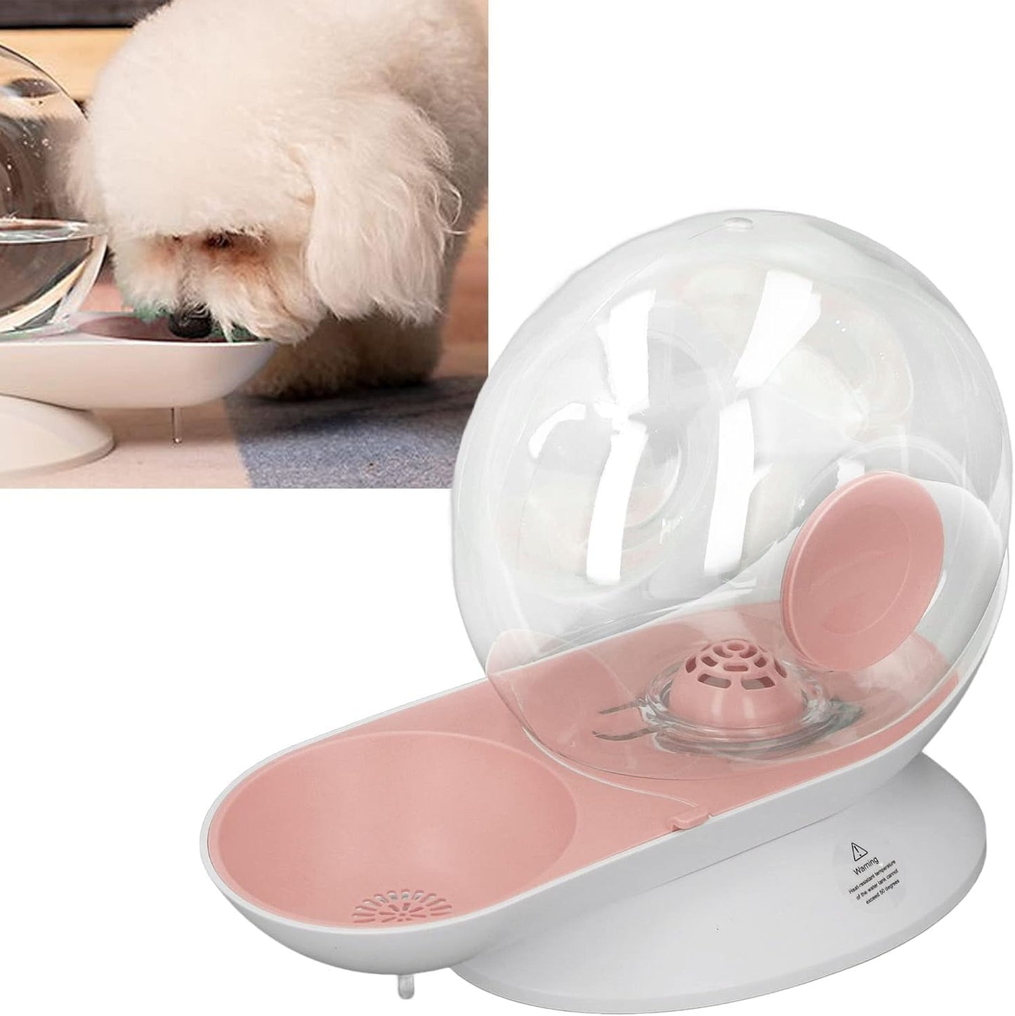 Cat Dog Water Dispenser Automatic Water Drinking Fountain for Small or Medium Size Dogs Cats Easy to Clean Snail Shape 2.8L (Pink)