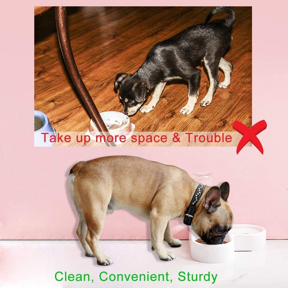 2 in 1 Pet Feeder Water Automatic Dispenser with Bottle Dog CatSpill Proof Pet Drinking Fountain Water Bowl for Pets FeedinNo Spill Pet Water Bowl for Puppy Kitten Feed Pet Bowl Pet