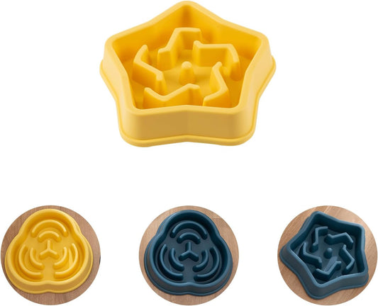 Slow swallowing Bowl for Dogs to Prevent Rapid Eating, Reduce gastrointestinal Burden and Bloating, Durable and Non-Toxic Material, Easy to Clean, Slow Feeding Bowl for Dogs. (Star Yellow, Star)