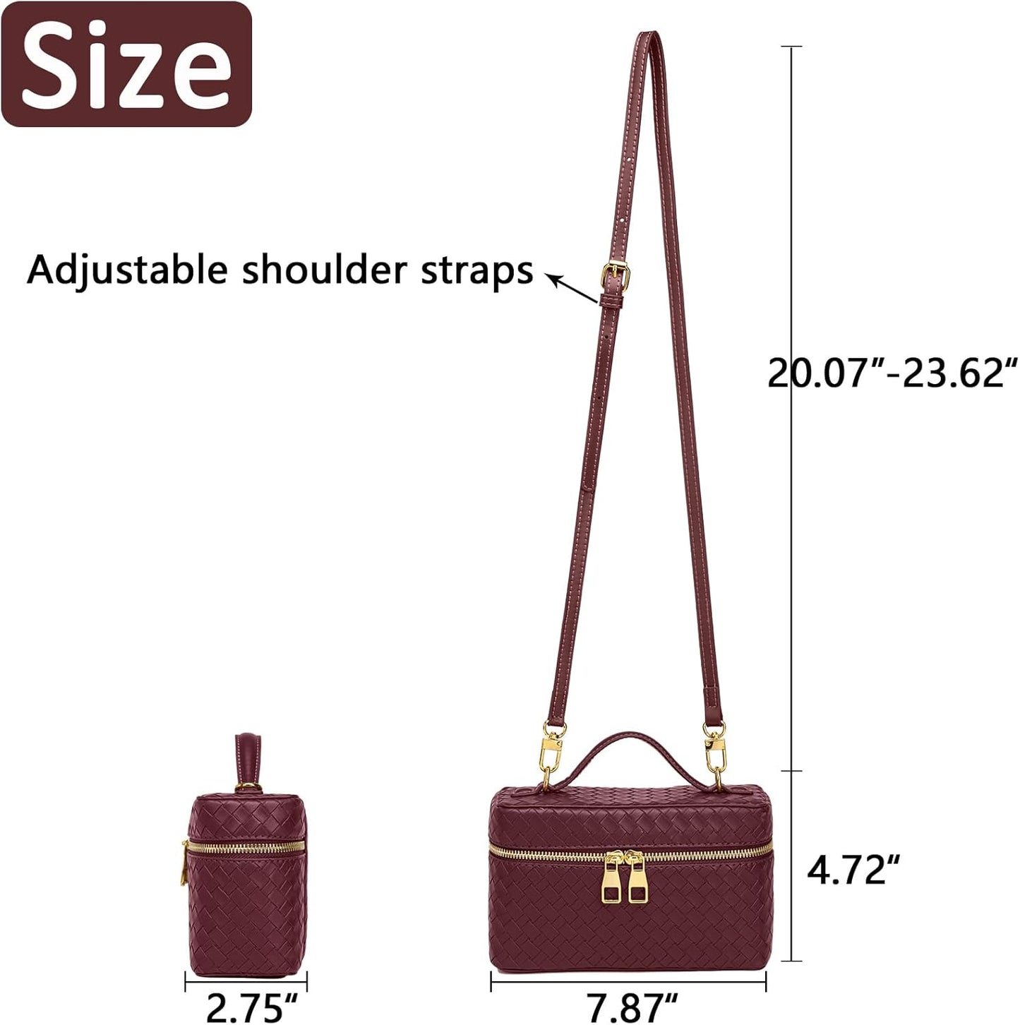 Trendy Shoulder Bags for Women Mini L19 Square Box Satchel Bag Cute PU Leather Crossbody Purse with Adjustable Strap