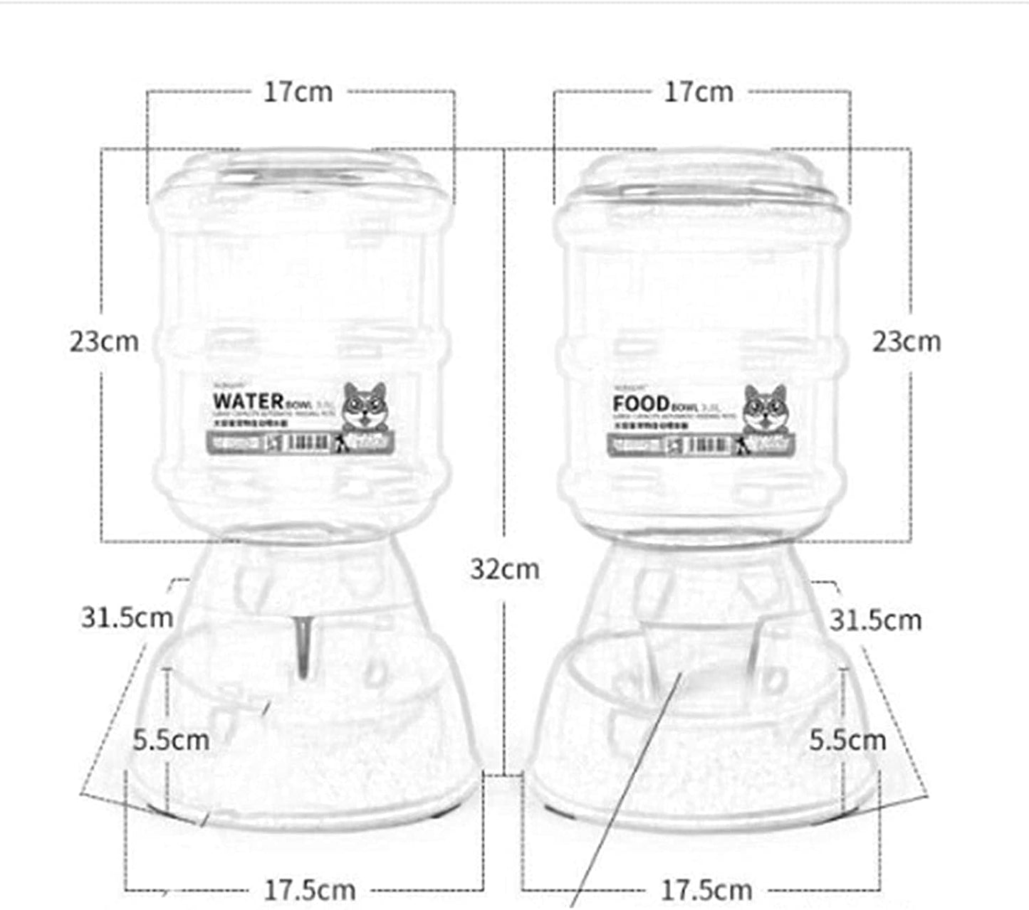 Water Dispenser 3.8 Liter Automatic Cat Feeders Large Capacity Cat Water Fountain Dog Safe Plastic Baby Bottle Feeders Water Dispenser for Small to Medium Dogs Cat Fountain (Feeders)