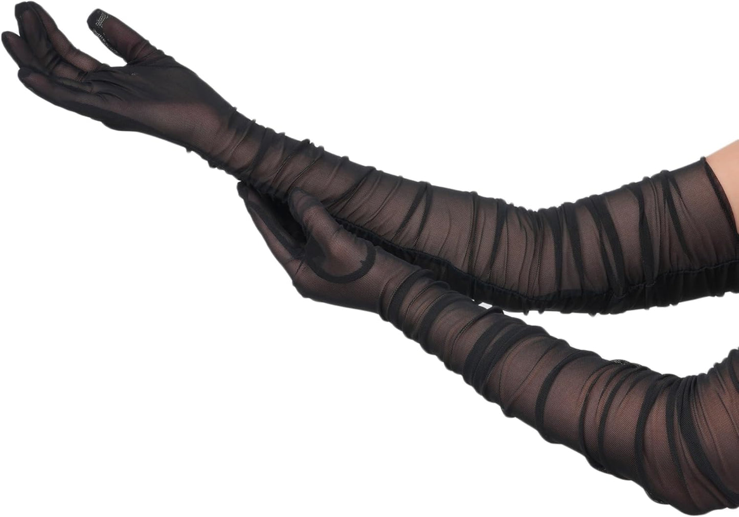 Avidlove Women's Long Sheer Gloves Tulle Mesh Gloves 1920s Wedding Opera Tea Party Dance Glove