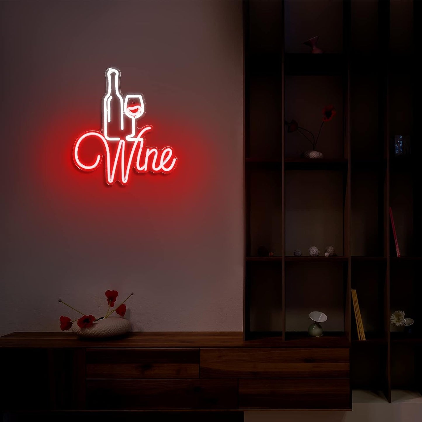 Woanger Red LED Wine Neon Signs for Wall Decor Bar Neon Signs Decor LED with USB Cable Wine Lovers Gifts Party Decoration for Pub Club Drink Shop Kitchen Home Restaurant Wall Art