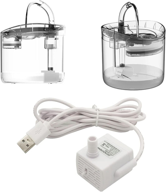 Replacement Pump for Water Fountain Pet Fountain Quiet Pump with Suction Cups 3 Levels Adjustable Water Flow Plastics, Electronic Components