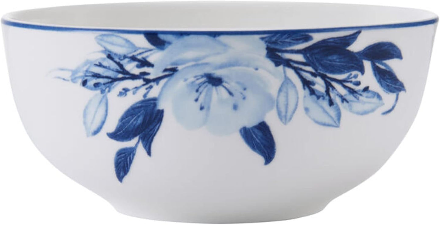 Mikasa Darcy Bone China Lightweight Chip Resistant 12 Piece Dinnerware Set, Service for 4,Blue and White