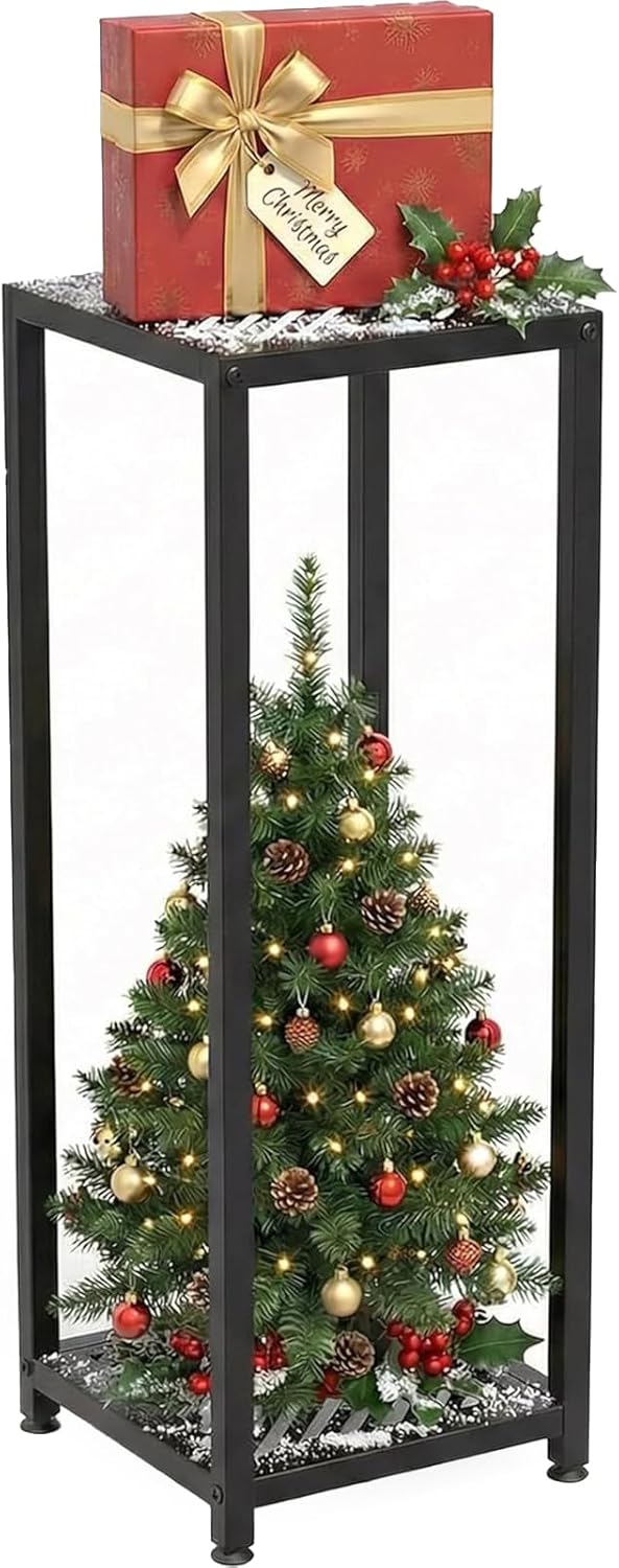 TOSKING Tall Plant Stand Indoor – 2-Tier Modern Metal Shelf, 30" Height & 200 LBS Capacity, Heavy Duty for Living Room, Balcony, Garden (Black)