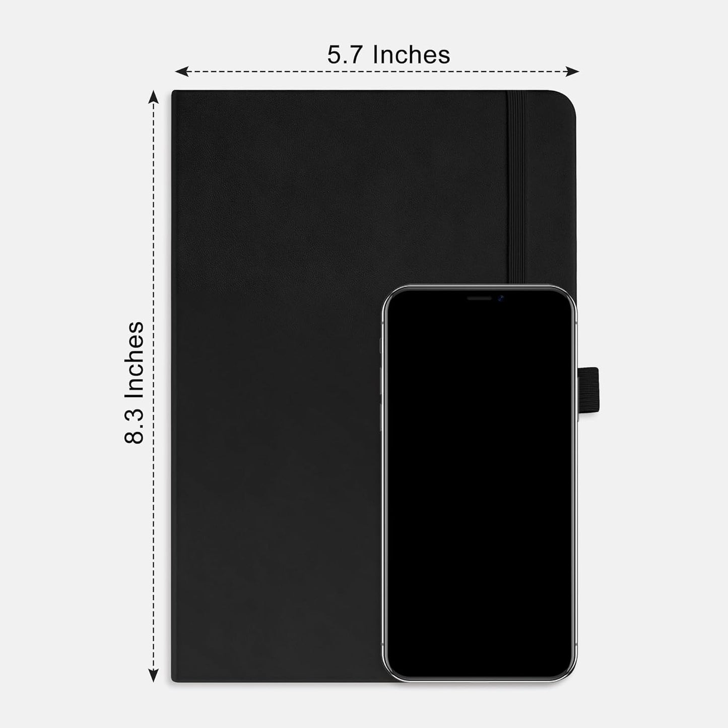 RETTACY Dotted Journal Notebook, 192 Pages, A5 Medium Size (5.7'' x 8.3''), Leather Hardcover, 100 GSM Thick Paper, for Journaling, Planning, Tracking (Black)
