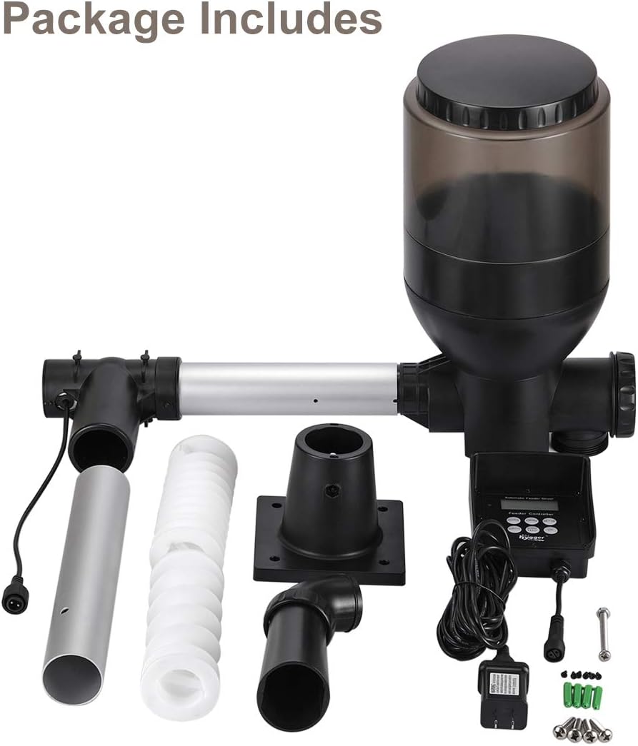 hygger LCD Control Automatic Pond Fish Feeder, Capacity 5.5L,DC 12V