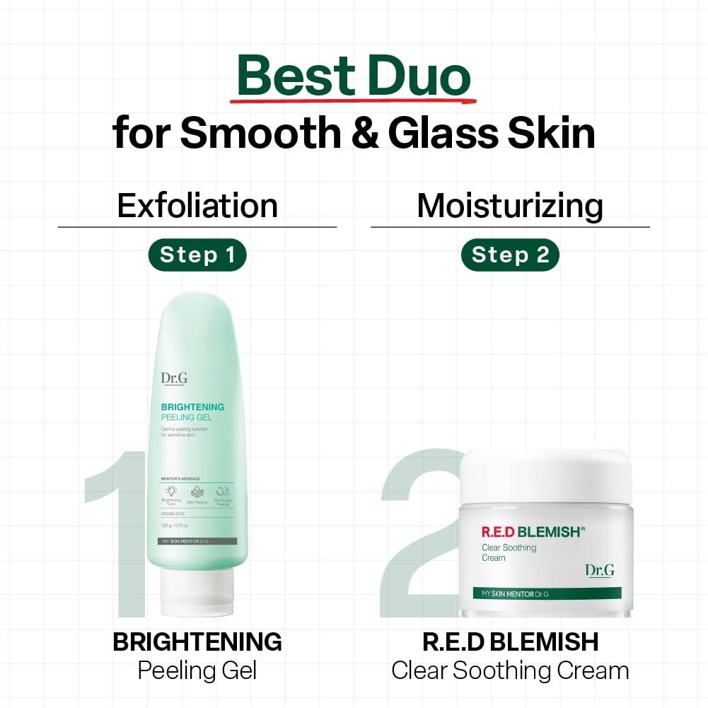 Dr. G Brightening Peeling Gel - Korean Skincare for Glowy Skin - Aqua Gommage Facial Exfoliator - Hyaluronic Acid, Ceramides, Vitamin C - Smooth Skin Texture, Low Irritation - Bulk Items - 4.23 fl oz