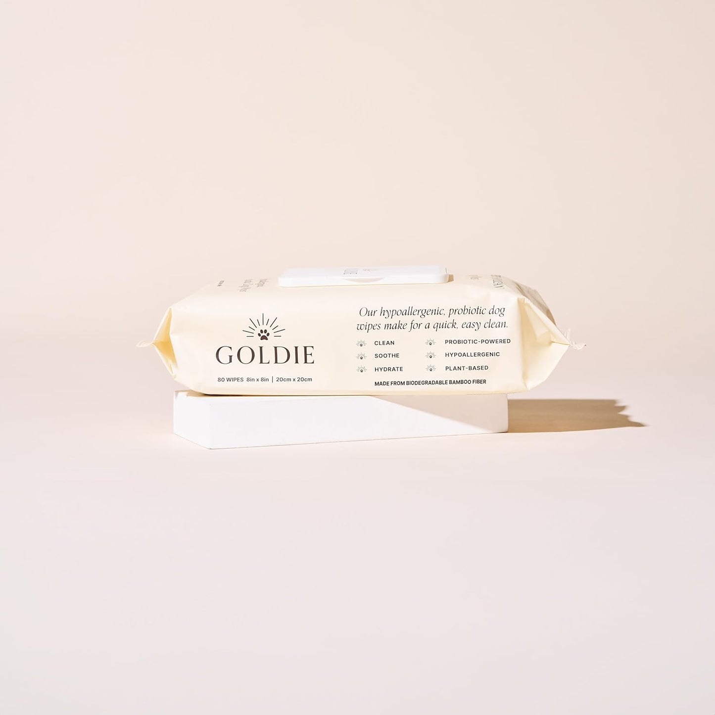 Goldie Dog Essentials Probiotic & Colloidal Oatmeal Dog Wipes for Paws, Skin Folds, Body & Bottom, Hypoallergenic, Fragrance-Free & Unscented, Plant-Based Dog Wipes, 80 Count