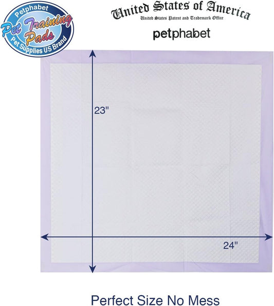 Petphabet 100 Pack Dog Pee Pads 23 by 24 Inches,Lavender Scented Dog Training Pads with Attractant