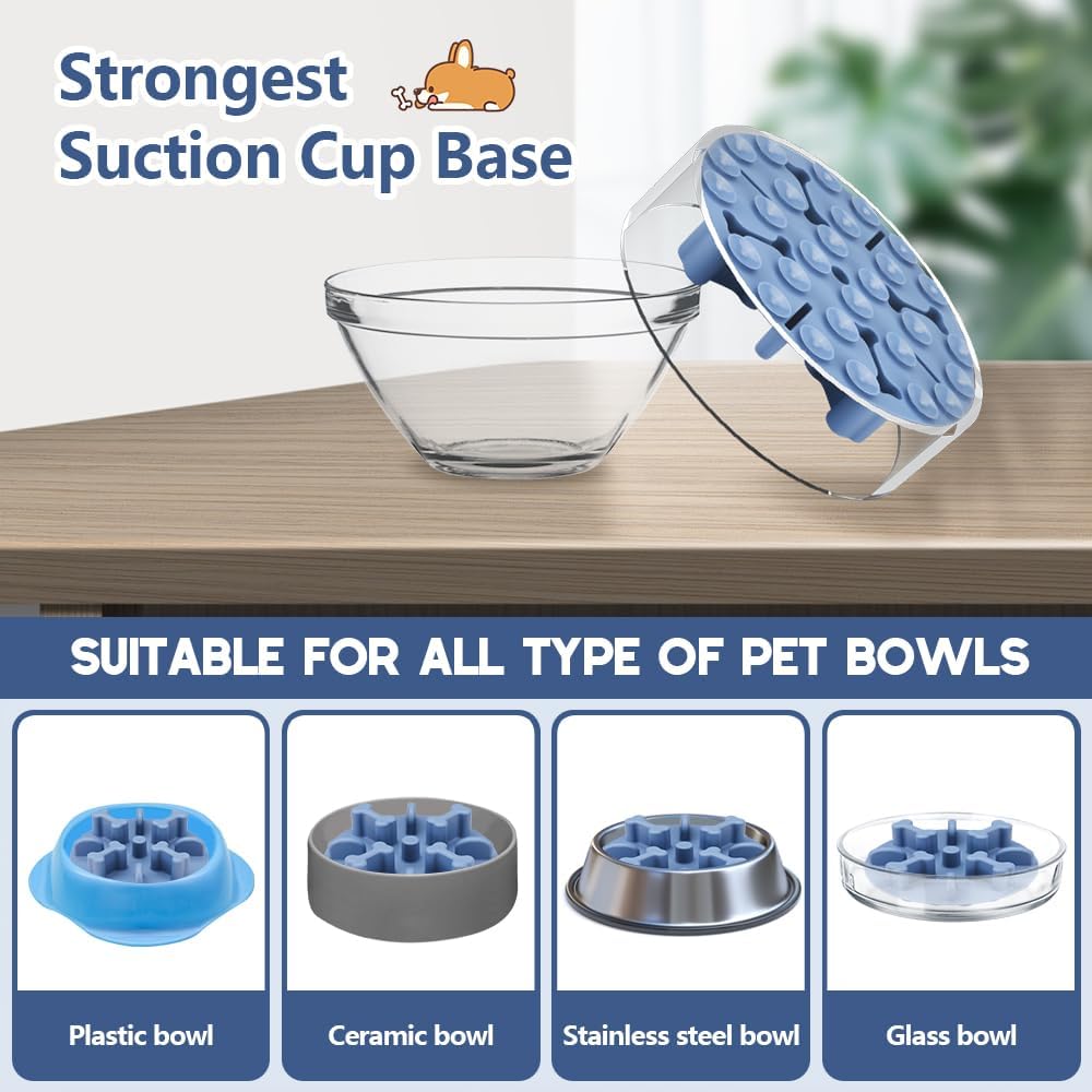 Soft Silicone Anti-Choking Puzzle Feeder Insert - Compatible with Regular Elevated Dog Bowls, Anti-Slip Slow Down Eating Insert