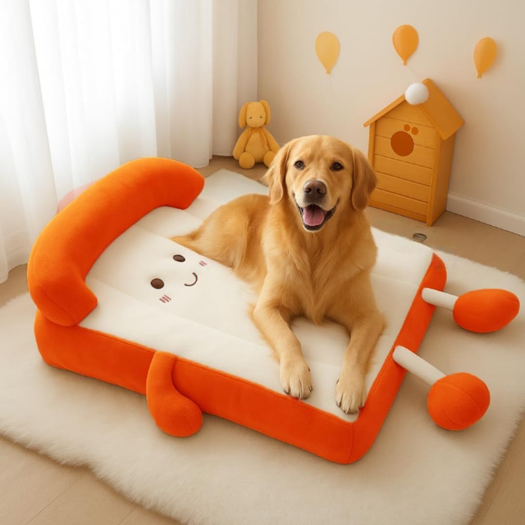 Toast-Shaped Dog Bed for Medium and Large Dogs up to 80lbs – Cute Cat Bed, Washable Pet Bed, Puppy Mat, Funny Pet Gifts for Dog Lovers and Pet Owners