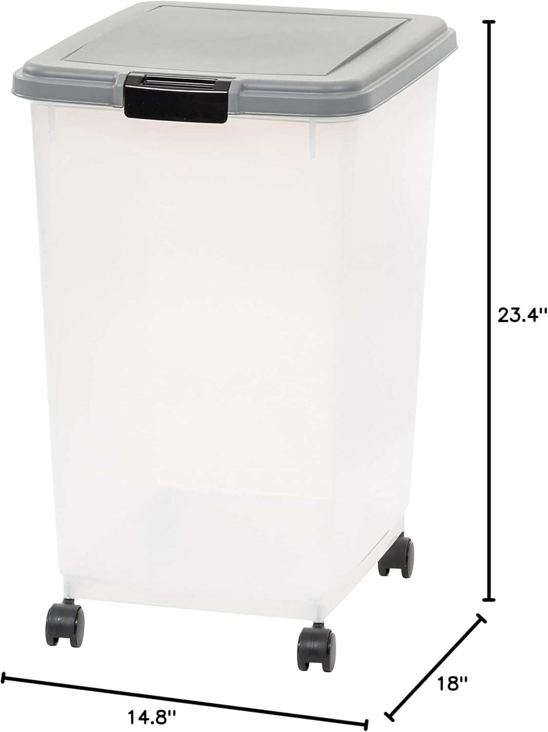 Amazon Basics Airtight Pet Food Storage Container with Scoop, BPA Free, Removable Wheels, 69 QT, Gray