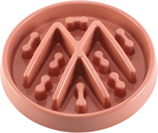 FEESHOW Pet Slow Feeder Bowl for Fast Eaters Interactive Food Maze Toy Enhances Mental Stimulation Prevents Choking in Dogs Cats Dusty Pink One Size