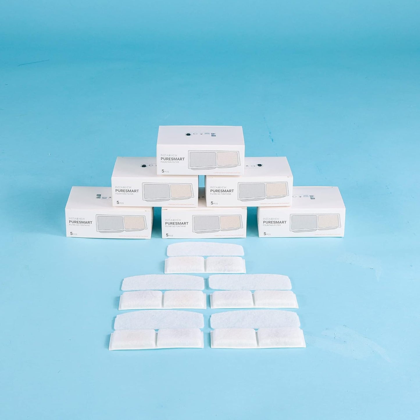 INSTACHEW Replacement filter Pack of 5 for Cats and Dogs, Compatible with Purrflow Pet Water Fountain and Puresmart Cat Fountain