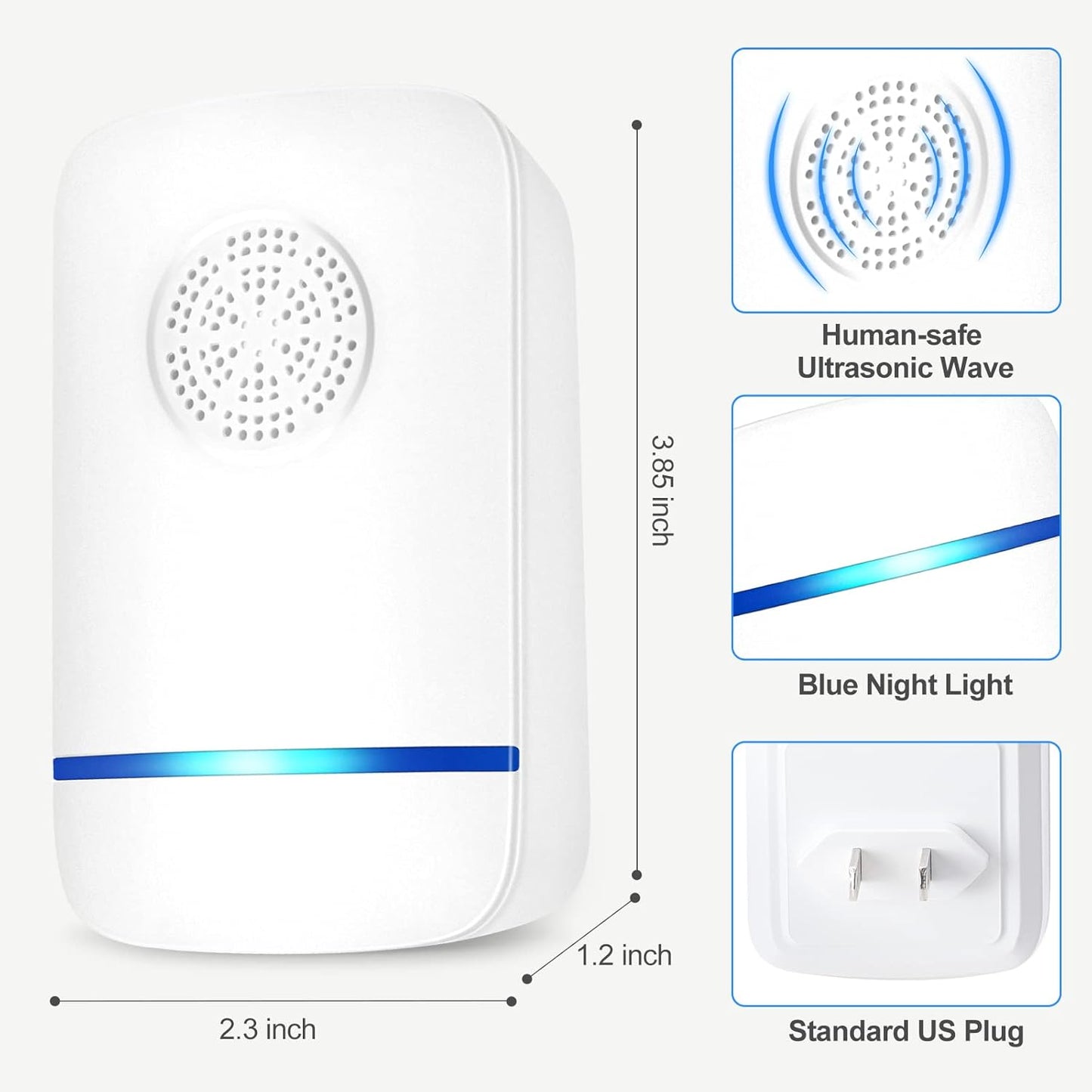 Ultrasonic Pest Repeller,Electronic Pest Repellent Plug in Pest Control for Mosquito, Mice, Ant, Roach, Fleas, Spider, Bug for Home Hotel Garage Office (6)