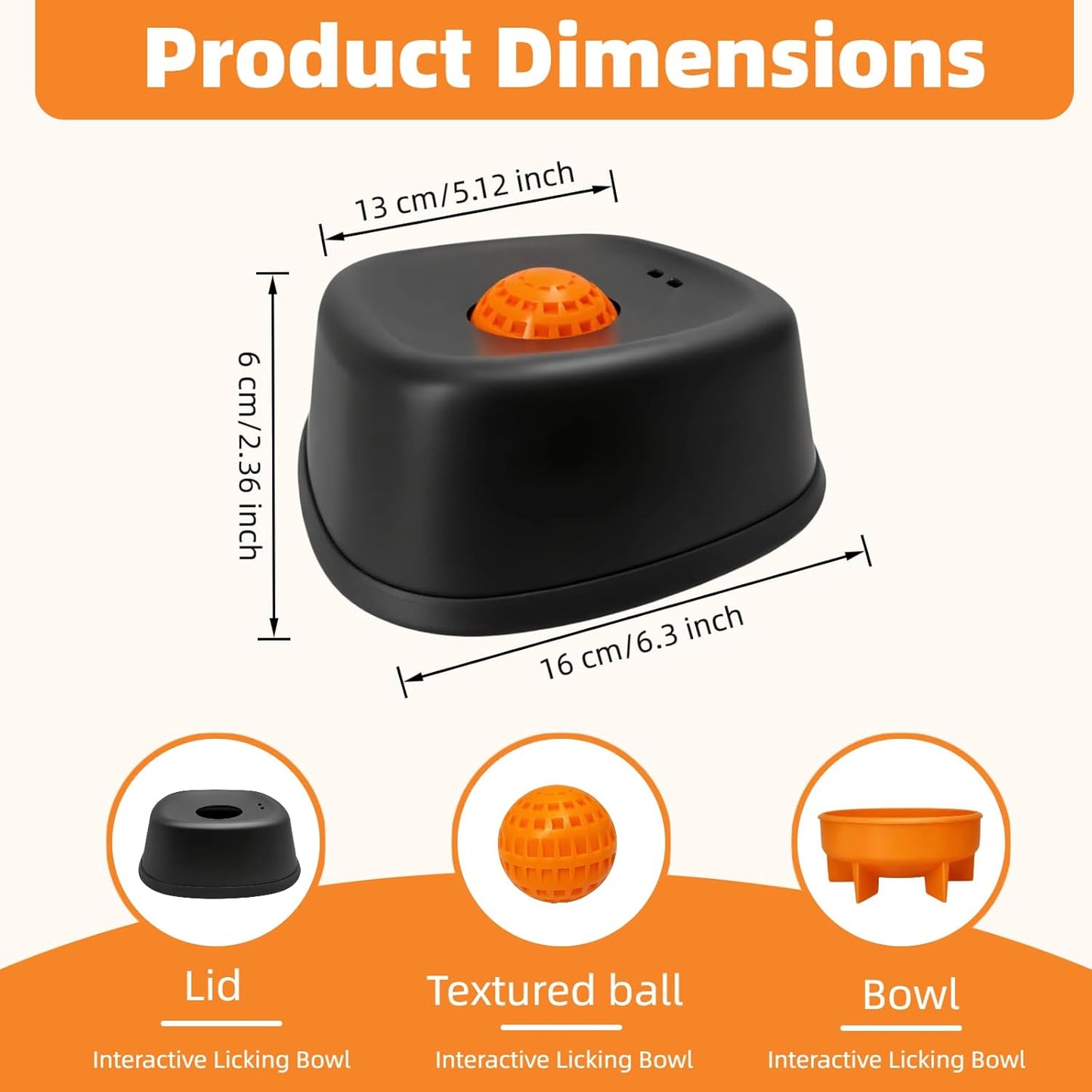Slow Feeder Dog Bowl for Liquid Treats,Anti-Slip Entertained Ball-I Bone Broth Dog Lick Bowl, 3/4 Cup Capacity for for Large Medium Small Breeds Dietary Supplement/Post-Op Nutrition (Black)