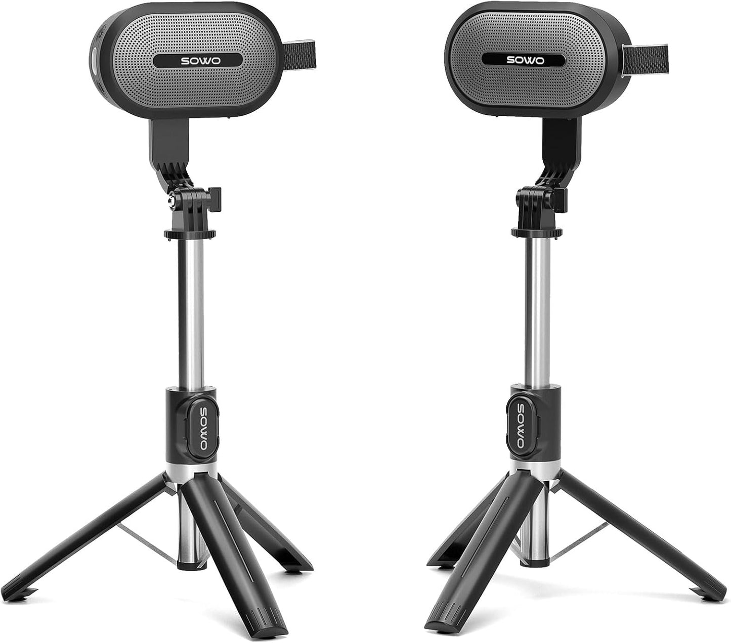 SOWO Wireless Dual Bluetooth Speakers Set, Adjustable Stands 2Pcs, High-Fidelity Stereo Sound, Smart Pairing Sync, Surround Sound with Portable Lightweight Case for Home, Travel, Party, Birthday