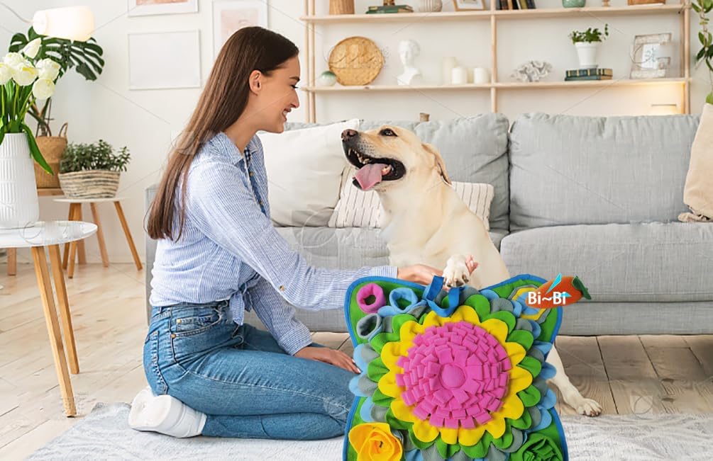 Snuffle Mat for Dogs Feeding Mats Puppy Sniffing Pad,Pets Slow Feeder Cat Interactive Dog Treats Puzzle Toys for Small Medium Large Dogs,Encourages Natural Foraging Skills,Anxiety Relief (Pink-1)