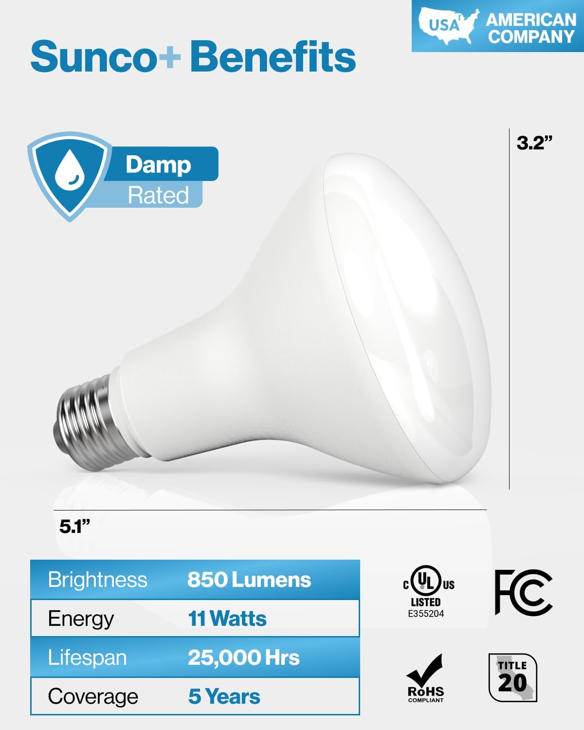 Sunco 6 Pack BR30 Light Bulbs LED, Recessed Can Light Bulbs, Indoor Flood Bulb, 850 LM, 11W (65W Equivalent), 5000K Daylight, Dimmable, E26 Base, for Home, Kitchen, Bedroom UL.