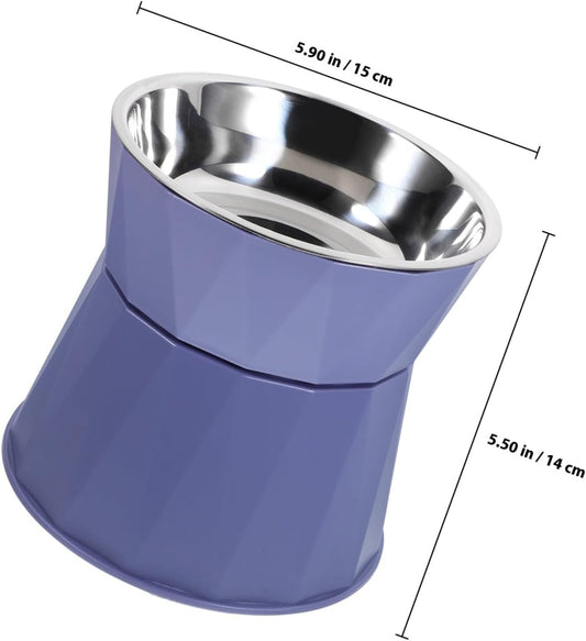 PRETYZOOM Adjustable Elevated Cat Bowls with Non-Slip Stand Blue Raised Pet Food and Water Bowls for Indoor Cats