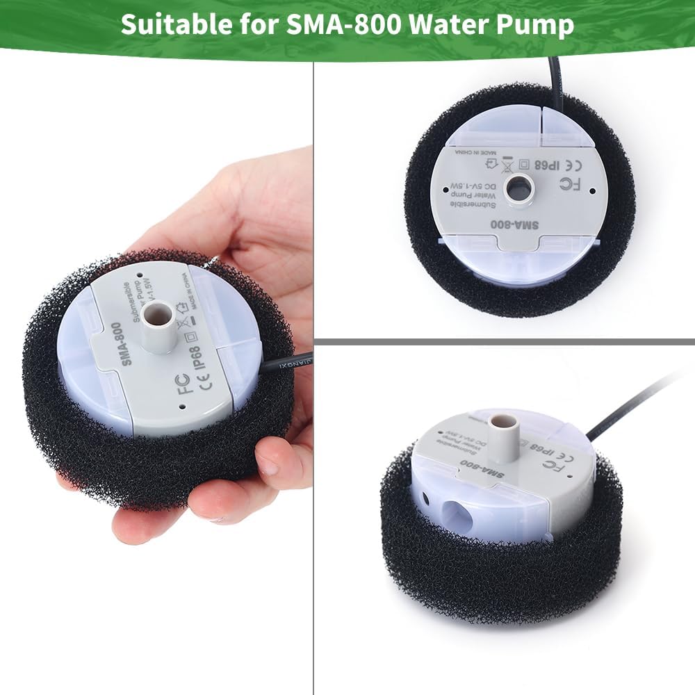 25 Pack Cat Fountain Sponge Pet Water Round Filter Foam for Cat Drink Fountain Filter Sponge Replacement for 2.5 L/84 oz 2.2 L/ 74 oz Compatible with SMA-800 Water Pump (Black, 25 Sponges)