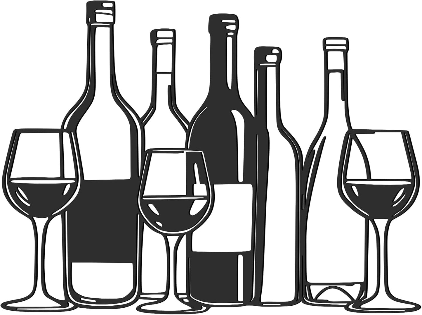 LEIFIDE Wine Wall Art Decor for Kitchen Bar Accessories Metal Italian Wine Kitchen Decor 14.96 x 11.18 Inches Glass & Bottle Bar Art Sign for Home Restaurant