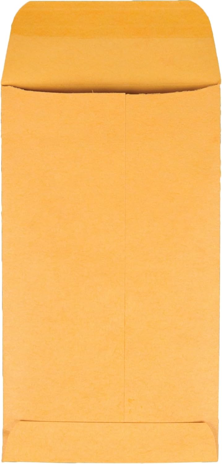 Quality Park #5 1/2 Coin Envelopes, 3 1/8 x 5 1/2, Gummed, Small Parts, Jewelry & Seed Envelopes for Garden, 28 lb Brown Kraft, 500 per Box (QUA50562)