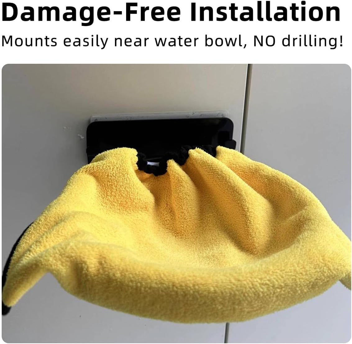 MANON ROSA Pet Towel for Drying Dogs Face and Mouth Quick Dry – Train Dog to Wipe Face After Drinking, Self-Cleaning Wall-Mount Holder with 2 Super Absorbent Microfiber Towels(8"x9")